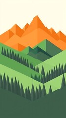 Obraz premium A vibrant orange and green background with the soft gradient of a tropical sunset, giving off a warm, tranquil ambiance as the sun sets over lush green landscapes