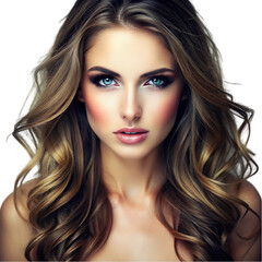 Fototapeta premium Beautiful Woman, Long Hair, Makeup