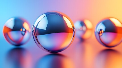 Reflective metallic 3D abstract spheres, representing futuristic design and modern artistic concepts