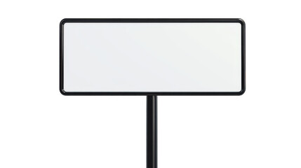 simple rectangular road sign with transparency background and black border, mounted on black pole, isolated on transparency background