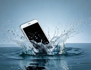 水面に落ちるスマートフォン