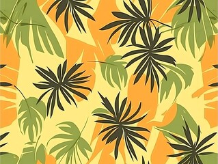 An eco-friendly orange and green design featuring abstract plant forms and clean lines, creating a refreshing and natural look.