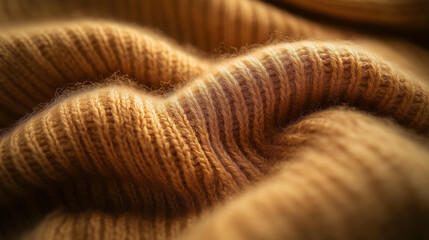 Close up of soft knit, premium material shows comforting and cozy texture, inviting warmth and sense of luxurious relaxation