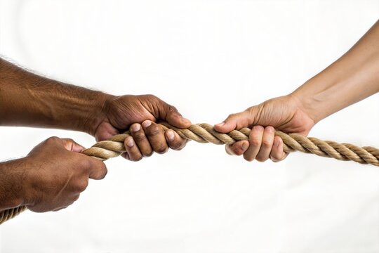 Two Hands Pulling on a Rope, Representing Conflict or Competition