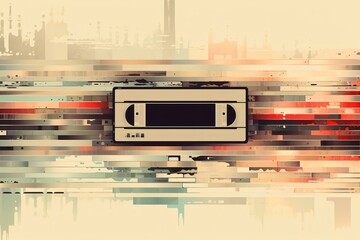 Beige geometric background combined with retro VHS style