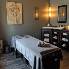 Relaxing spa treatment room