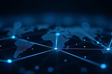 Obraz premium Global connectivity event interactive world map visualization digital environment tech concept abstract view