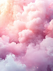 Fototapeta premium Close up of cotton like soft pink clouds Made with generative AI