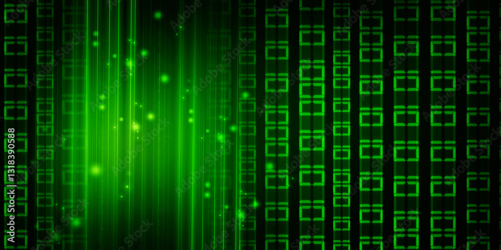 Poster 2d illustration abstract digital binary data on computer screen