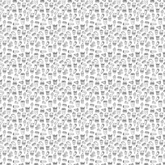 seamless pattern with fast food. Hand drawn illustration. 