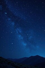 Dark celestial scene with twinkling stars against a deep blue background, astronomy, universe, cosmos
