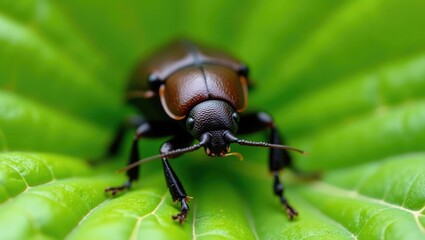 Fototapeta premium stunning close-up of a beetle, though it appears blurry and noisy.