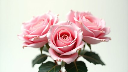 Artificial pink roses against a white background