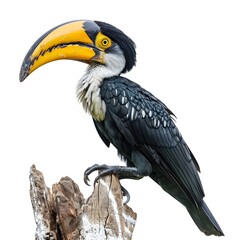 Obraz premium Colorful toucan perched on a wooden branch in natural habitat