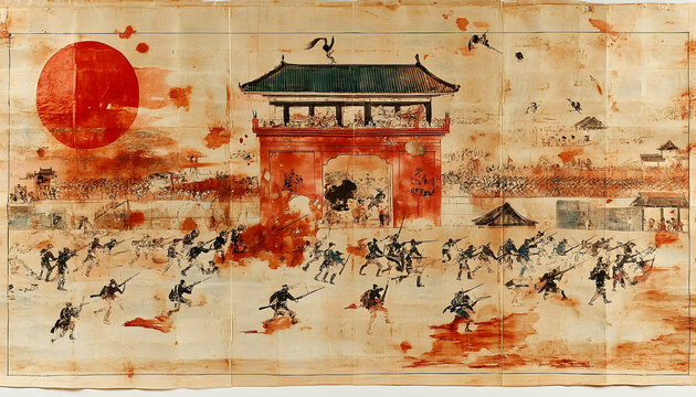 War Scene,  Chinese Gate,  Military Conflict