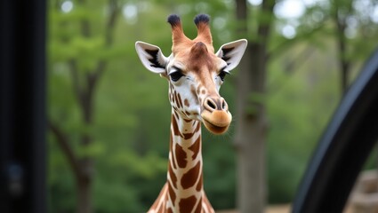 Obraz premium A Giraffe Displaying Height and Dignity at Zoo