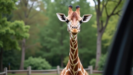 Obraz premium A Giraffe Proudly Standing Tall at the Zoo