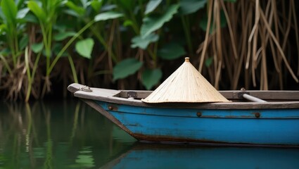 Obraz premium A traditional hat placed in a boat.