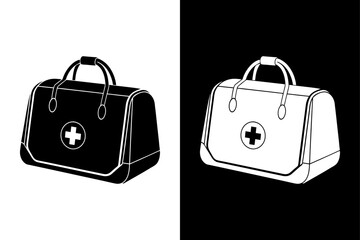Emergency First Aid Bag Silhouette Ideal for Hospital & Clinic Graphics.