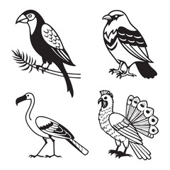 Obraz premium illustration of Birds Outline Silhouettes Black Set