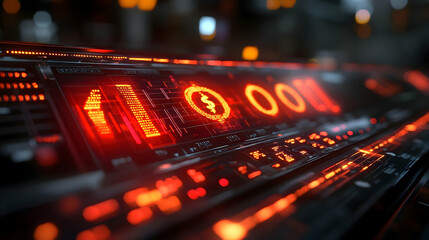 Obraz premium Futuristic Glowing Red Digital Display Panel