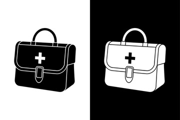 Emergency First Aid Bag Silhouette Ideal for Hospital & Clinic Graphics.