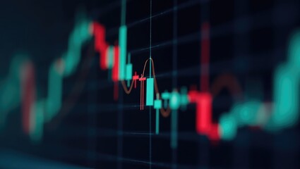 Close-up view of a graphic chart featuring candlestick patterns.