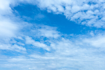 Scenic Blue Sky with Scattered Fluffy White Clouds Daytime Nature Background