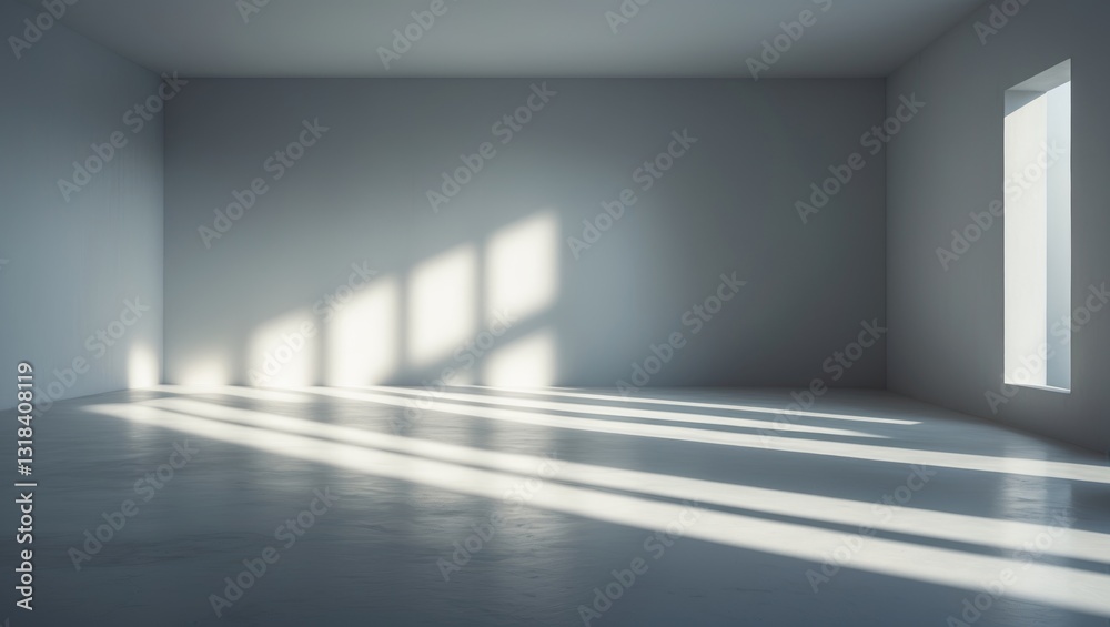 Poster Abstract Studio Background for Product Display with Shadows and Sunlight. Blurred Backdrop. Vacant Room With Copy Space.