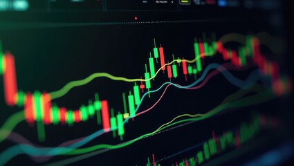 Economic growth and recession. Virtual electronic platform displaying trends and fluctuations in the stock market.