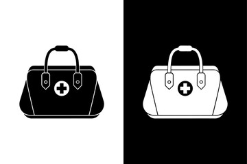 Black and White Doctor Bag Silhouette Perfect for Healthcare & Medical Designs.