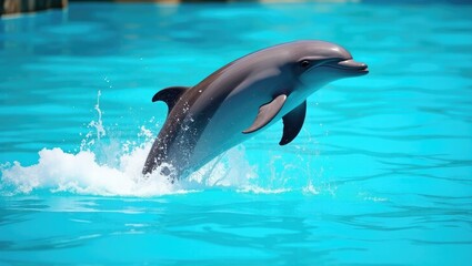 Fototapeta premium Bottlenose dolphin jumping high out of the water