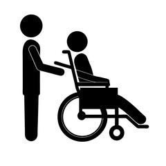 Fototapeta premium disabled person on wheelchair vector icon illustration