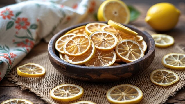 Dried lemon slices that can be enjoyed with warm tea