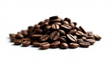 Naklejka premium Coffee beans placed on a white background.