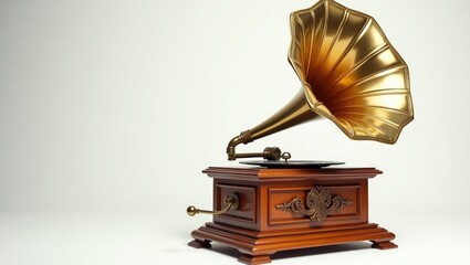 Edison gramophone placed against a white background.