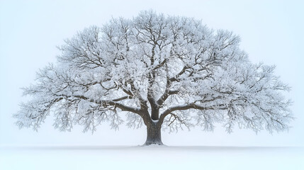 Fototapeta premium Snowy Tree Against White Background