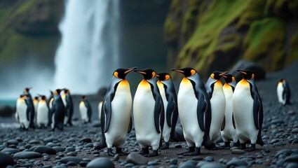 Obraz premium Emperor Penguin displays pride while gazing at the camera.