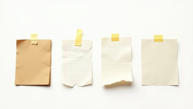 collection of different vintage note papers against a white background. each one is photographed individually