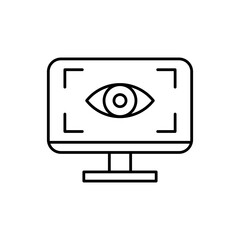Computer vision line icon design. Monitor with eye scan icon design
