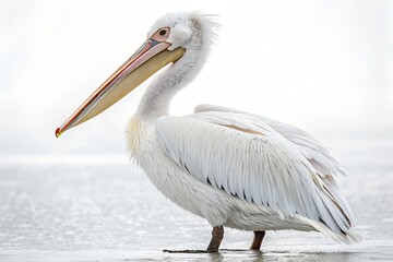 white pelican with white background
