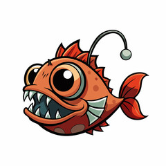 vector illustration of cartoon anglerfish