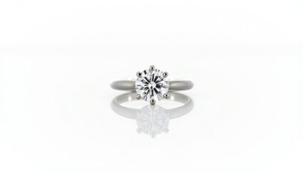 Diamond Ring Isolated on White Engagement Solitaire Design Ring