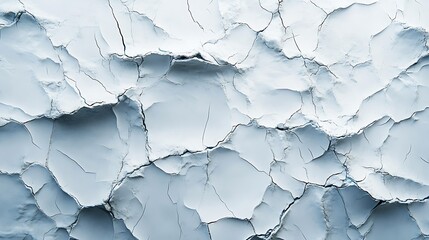 Naklejka premium Abstract depiction of cracked porcelain texture, seamless intricate blue patterns with delicate floral elements, soft glowing highlights on a smooth white surface, minimal yet elegant, hd quality.