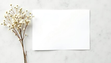 Blank wedding invitation, flyer, or greeting card mockup set against a trendy background, featuring a white card mockup with space for text.