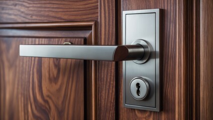 Obraz premium Door lock on a wooden entrance