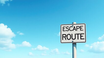 Obraz premium Escape route road sign against a backdrop of sky.