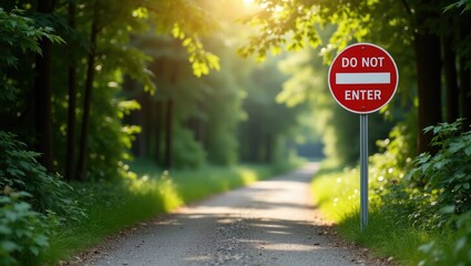 DO NOT ENTER Sign on a Tarmacked Trail