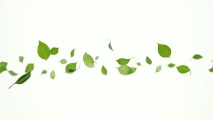 Obraz premium Isolated flying leaves on a white background, Floating Leaves.