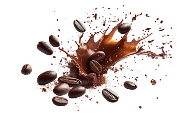 Fototapeta premium Coffee beans splash, cutout